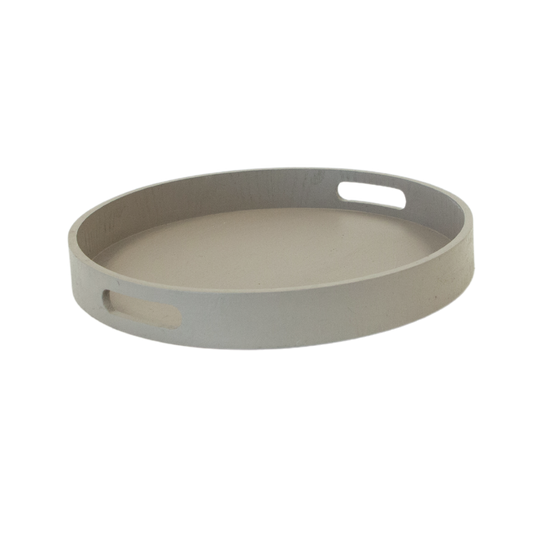 Round Taupe Painted Wood