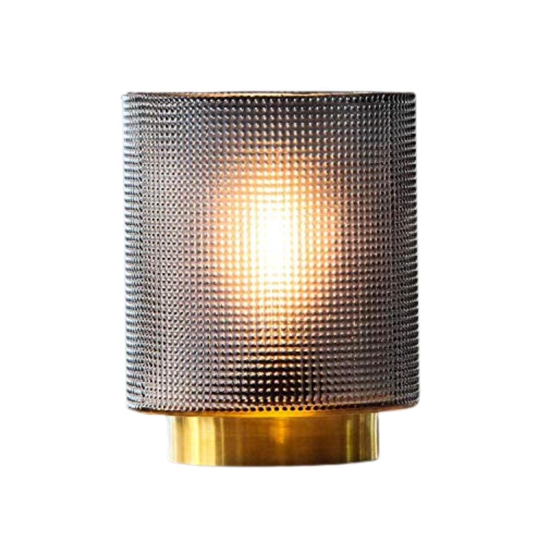 Table Lamp - Gold & Grey Glass Battery Operated Cordless 4''X6''
