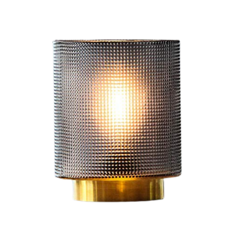 Table Lamp - Gold & Grey Glass Battery Operated Cordless 4''X6''