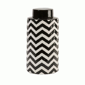 Large Black and White Chevron Canister