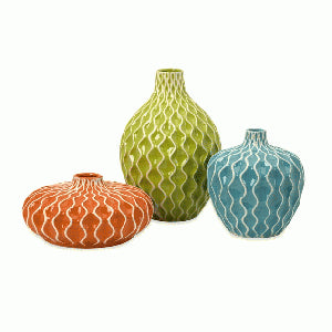 Wavy White Ribs Blue Vase