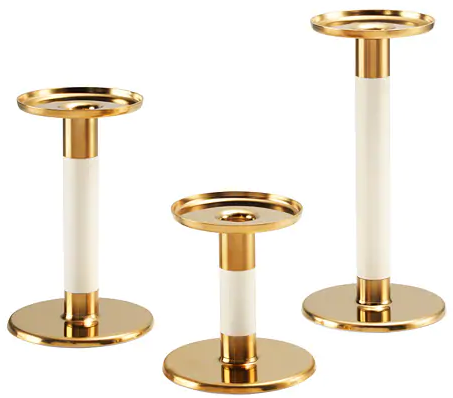 Candle Holder - Pillar Gold & Cream Various