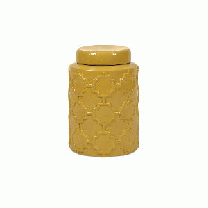 Small Yellow Fret Texture Canister Vase