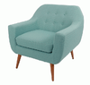 Accent Chair - Turquoise Tufted w/ Wooden Legs