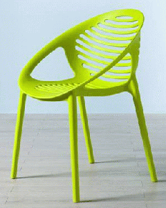 Outdoor Chair - Lime Green Plastic Curved Seat