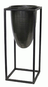 Planter - Large Grey w/ Black Base
