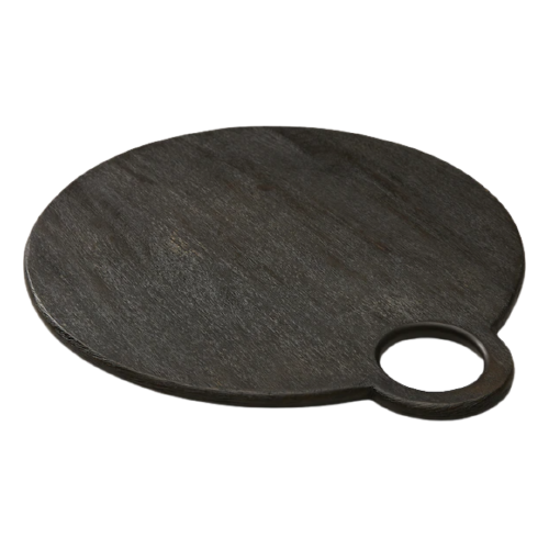 Serving Mango Wood Matte Black Round LARGE