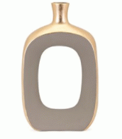 Large Gold Taupe Doughnut Vase