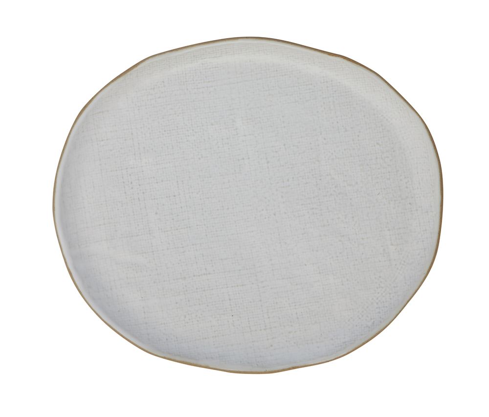 Plate - Natural Stoneware w/ Matte White Large