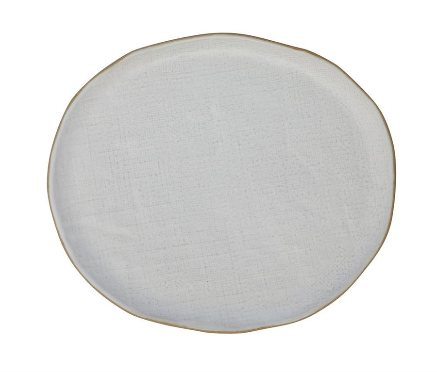 Plate - Natural Stoneware w/ Matte White Large
