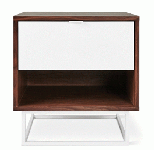 Nightstand -  Emerson Walnut & White w/ White Legs