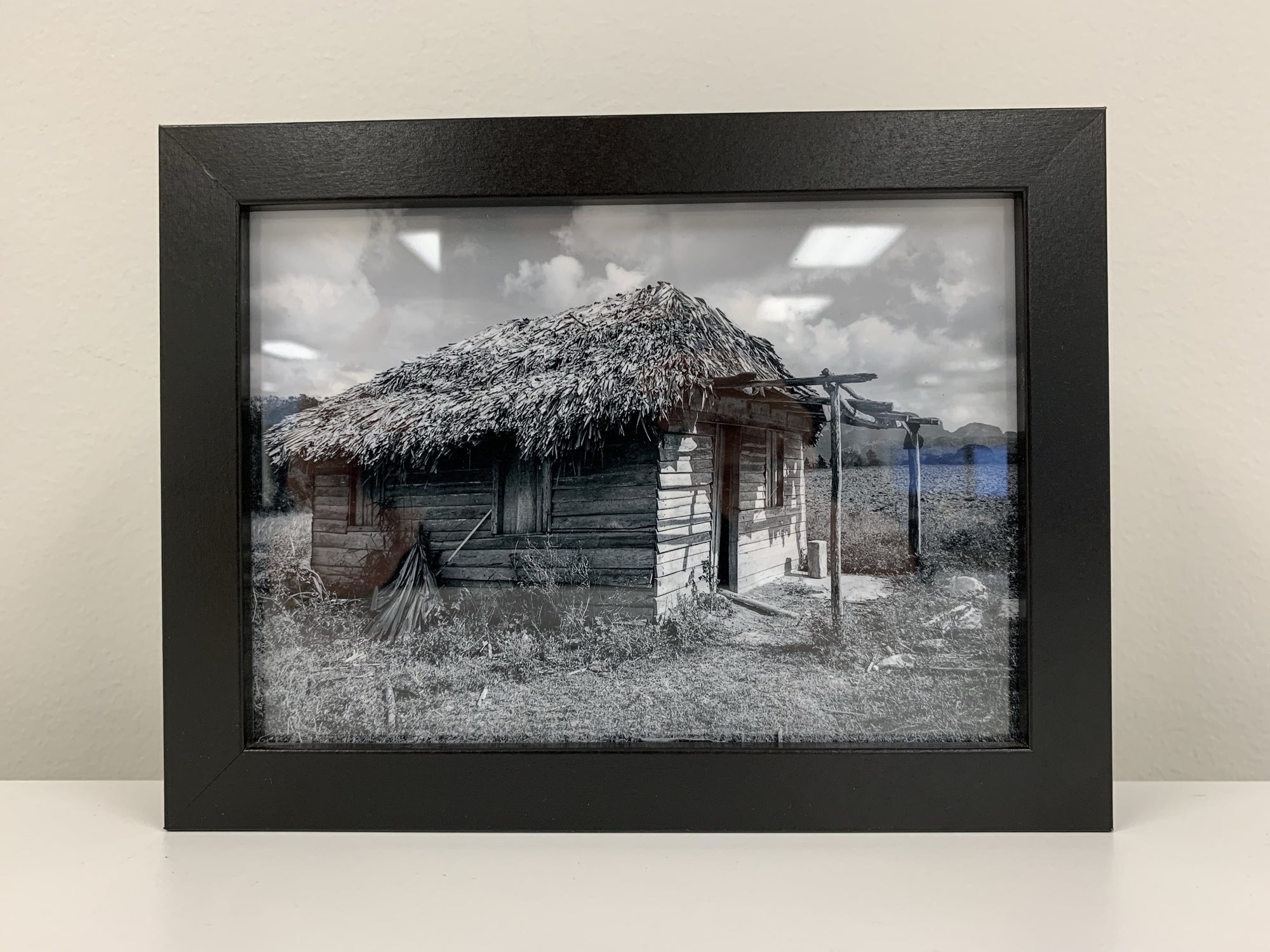 Art - Small Black & White Thatch House - Small -  CLEARED 6" X 8"