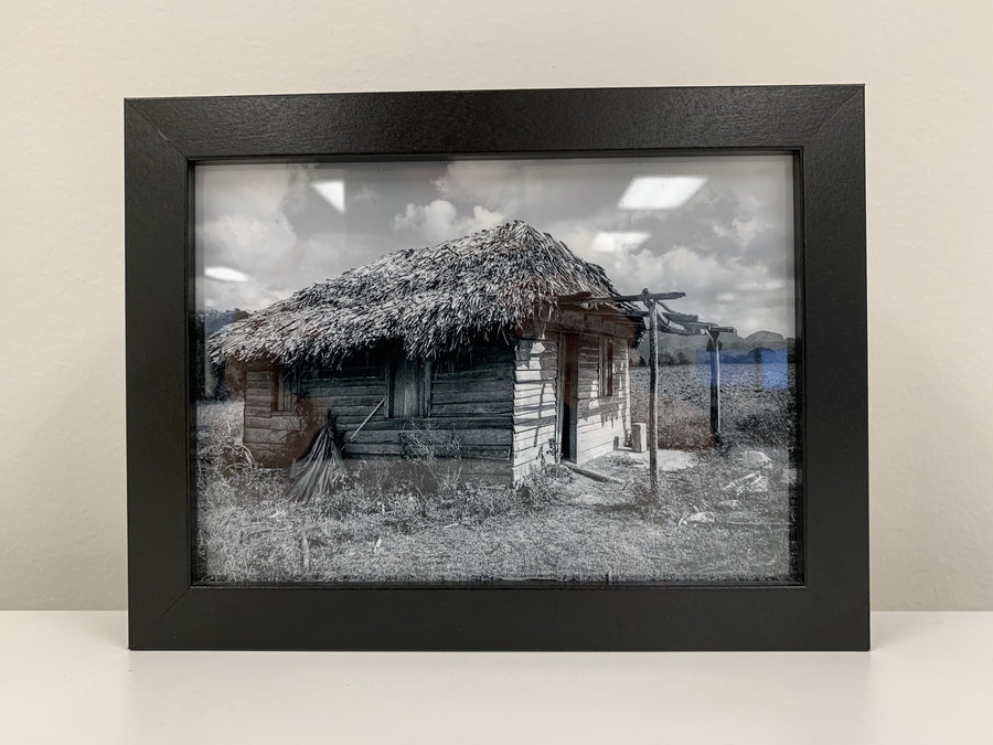 Art - Small Black & White Thatch House - Small -  CLEARED 6" X 8"