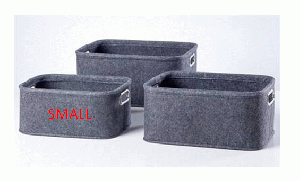Basket - Short Felt Dark Grey w/ Silver Handle Small