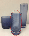Candle Holder - Blue Glass Cylinder w/ Lines Medium