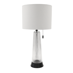 Table Lamp - Textured Clear Glass Black Base
