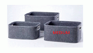 Basket - Short Felt Dark Grey w/ Silver Handle Medium