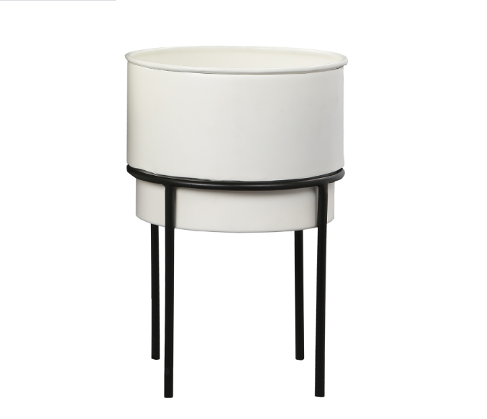 Planter - Roux Small White w/ Attached Stand