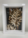 Art - Gold Palm Leaf w/ White Frame - Small - CLEARED 5" X 7"