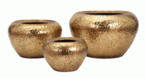 Pot - Large Gold Metal Hammered