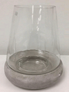 Candle Holder - Clear Glass w/ Concrete Base
