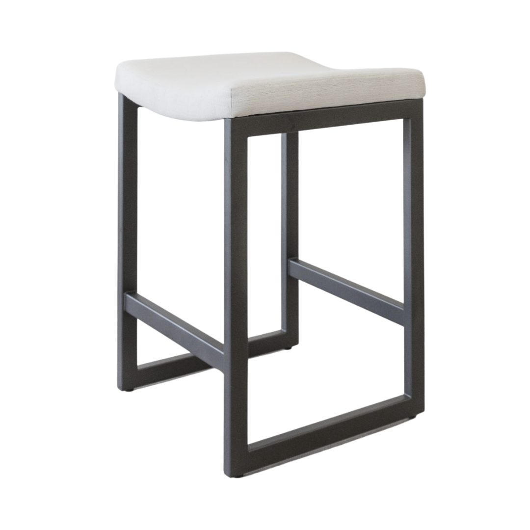 Bar Stool - White Fabric Saddle