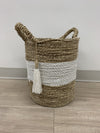 Basket - Rattan w/ White Stripe and Tassle