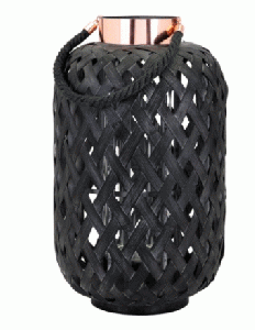 Black Lantern with Woven Gold Top
