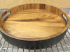Tray - Round Wood Walnut Black Outside