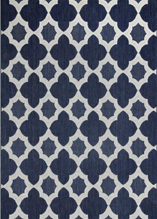 Navy & Ivory Polypropylene Rug