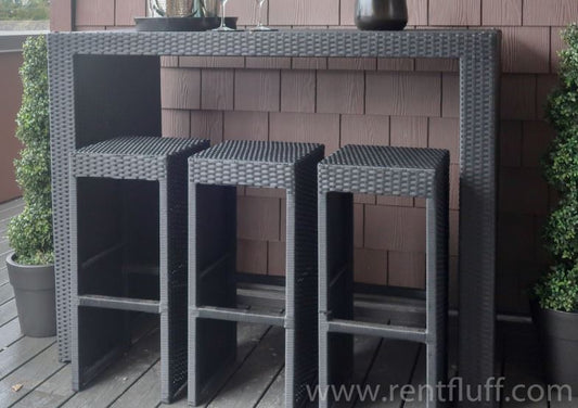 Outdoor Console - Black Wicker w/ Glass Top