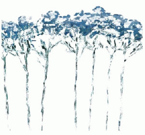 Art - Abstract Blue Floral - Small - CLEARED 20" X 20"