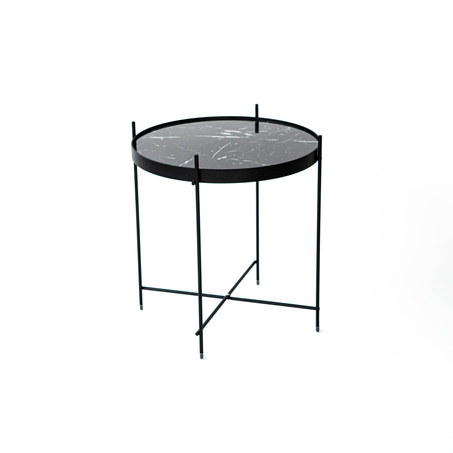 Colbert Round Black w/ Marble Print