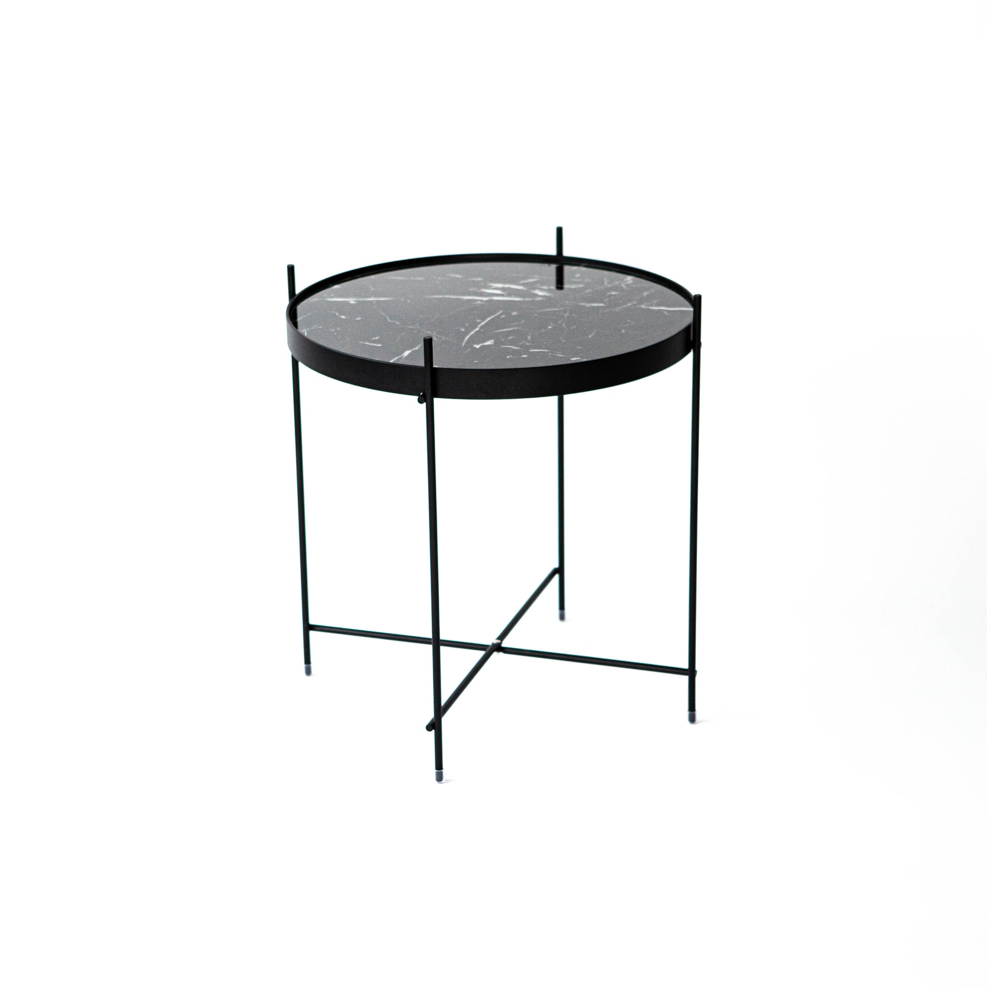 Colbert Round Black w/ Marble Print