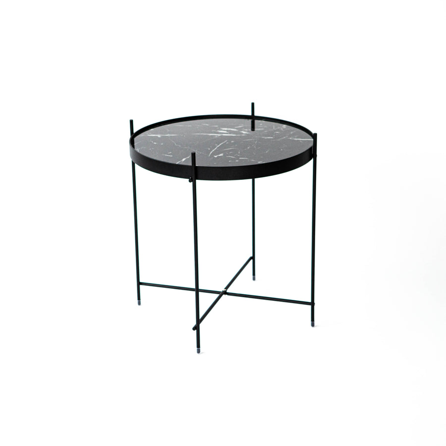 Colbert Round Black w/ Marble Print