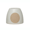 Stoneware Tea Light Holder White w/Circle Design