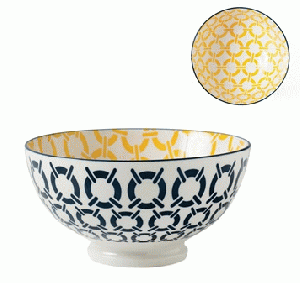 Bowl - Yellow & Blue Geometric