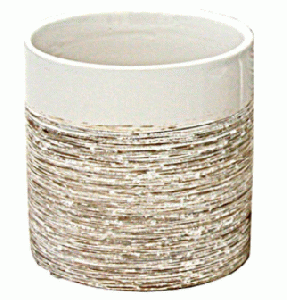 Pot - Small White Textured Pinstripe Aisle