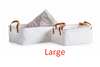 Basket - White Woven w/ Leather Handles Rectangular Large
