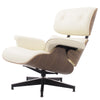 Accent Chair - Eames Lounge Off White Leather Curved Wood