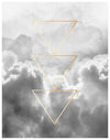 Art - 3 Gold Triangles in Clouds Medium 40" X 40" NOT CLEARED