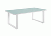 Outdoor Coffee Table - Large White Frame Frosted Top