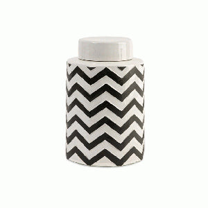 Small Black and White Chevron Canister