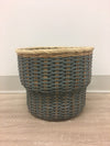 Basket - Blue Woven Wicker Round