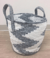 Basket - Grey & White Zig Zag Woven