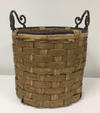 Basket - Short Round Woven w/ Metal Handle 9"