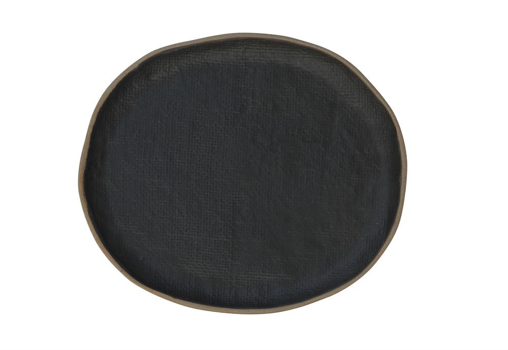 Plate - Natural Stoneware w/ Matte Black Small