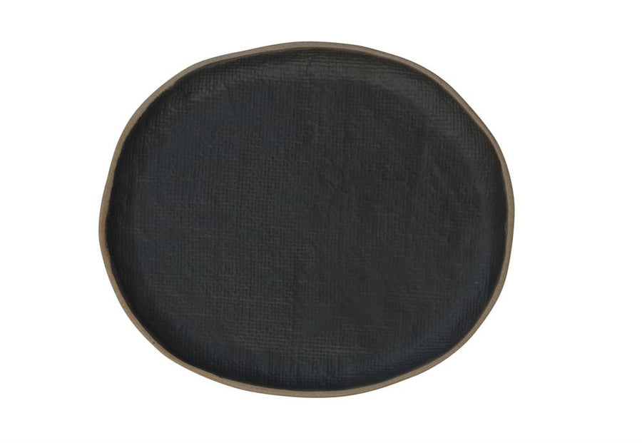 Plate - Natural Stoneware w/ Matte Black Small