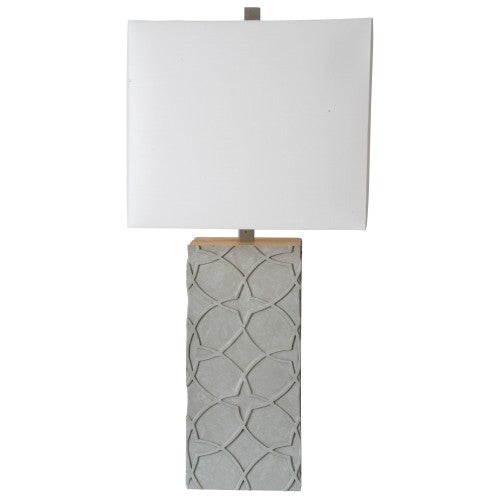Table Lamp - Concrete Rectangular Base w/ Pattern