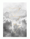 Art - Cloud Geometry 3 Triangles Framed Medium 32" X 40" NOT CLEARED